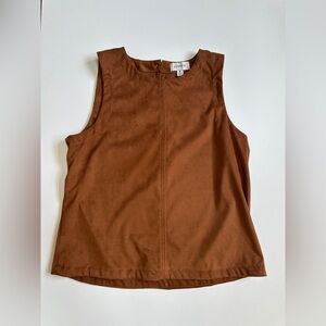 Evereve Faux Suede Brown Top Medium EUC